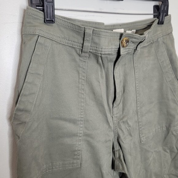 A New Day High Waisted Utility Sage Olive Green Tapered Leg Pants Trousers 8 Tan - Picture 4 of 11